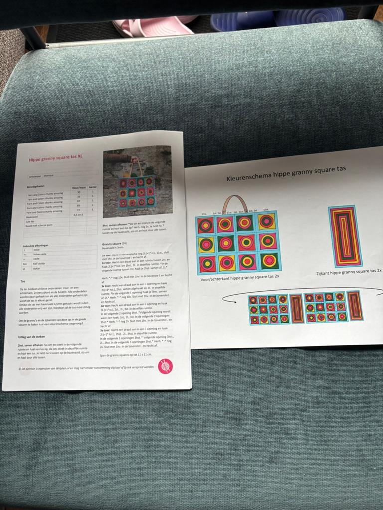Compleet pakket Hippe Granny Square Tas XL, Ophalen of Verzenden, Zo goed als nieuw, Haken, Overige typen