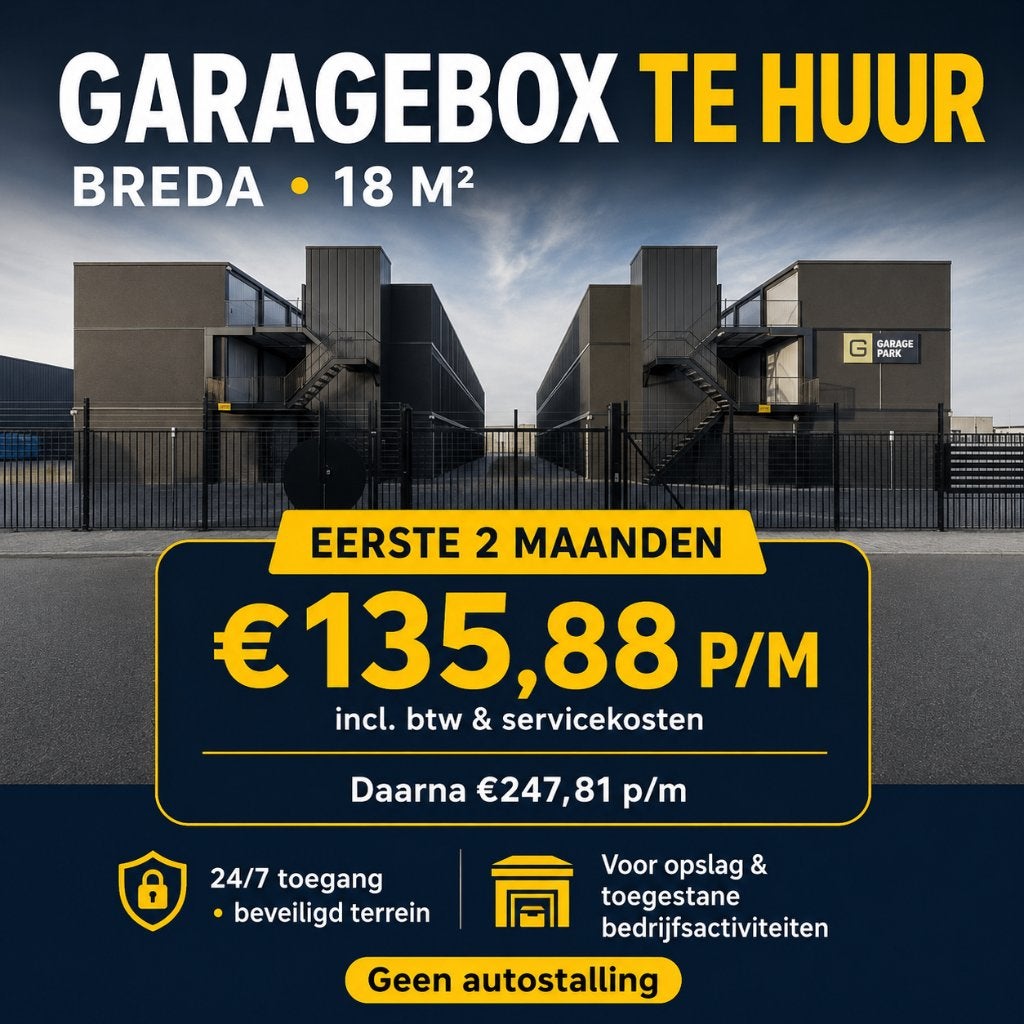 Garagebox Breda 18 m² | 24/7 toegang | direct beschikbaar, Noord-Brabant