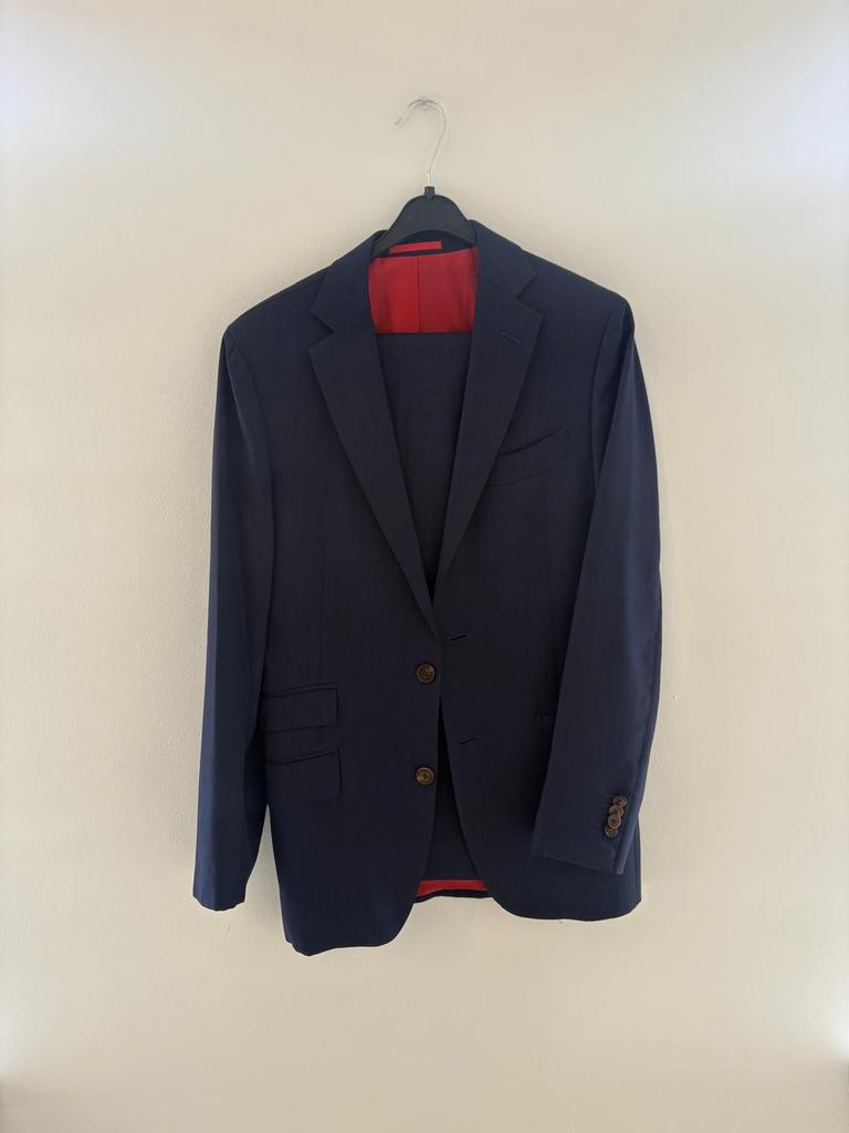 Suitsupply donkerblauw pak, maat 44, Kleding | Heren, Ophalen of Verzenden, Gedragen, Maat 46 (S) of kleiner, Blauw