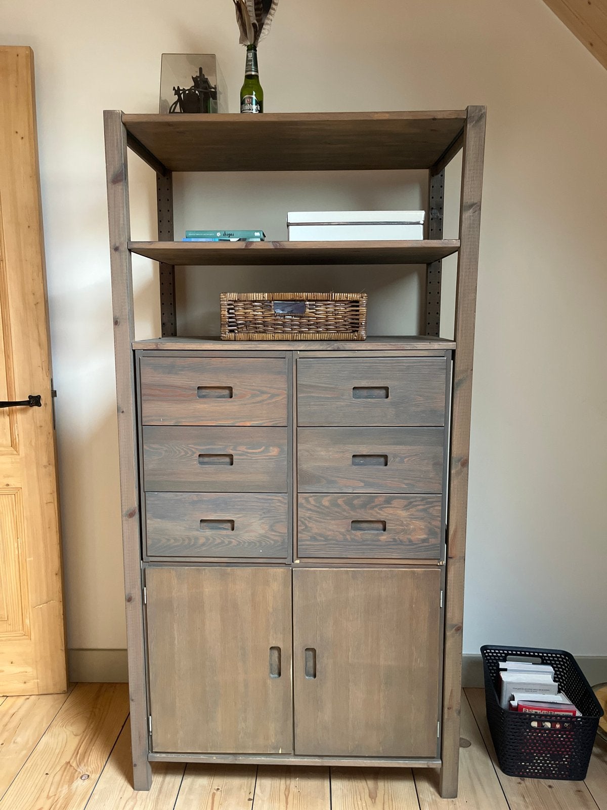 Houten kast met lades en deuren - Ikea, Huis en Inrichting, Kasten | Boekenkasten, Ophalen, Gebruikt, 50 tot 100 cm, Met lade(s)