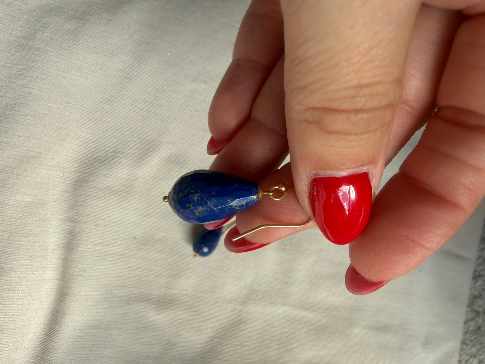 Prachtige Lapis Lazuli Oorbellen - Facetgeslepen & Verguld, Overige materialen, Hangers, Blauw, Nieuw