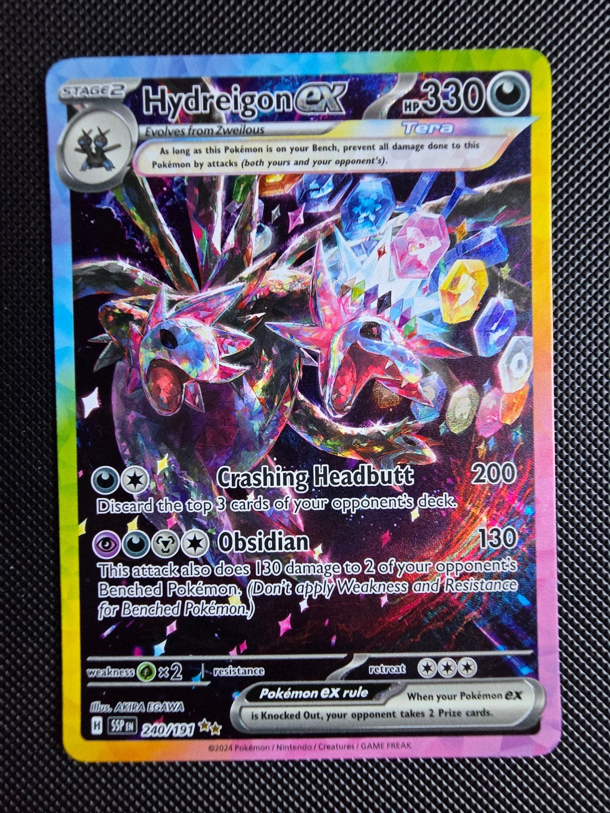 Hydreigon ex 241/197 Pokémon kaart, Ophalen of Verzenden, Zo goed als nieuw, Losse kaart, Foil