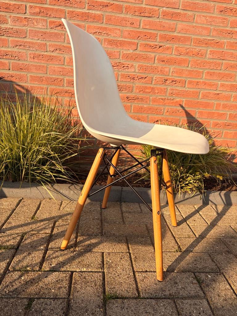 Set van 6 stoelen - Eames DSW stijl - Zithoogte 45cm, Ophalen, Kunststof, Gebruikt, Wit