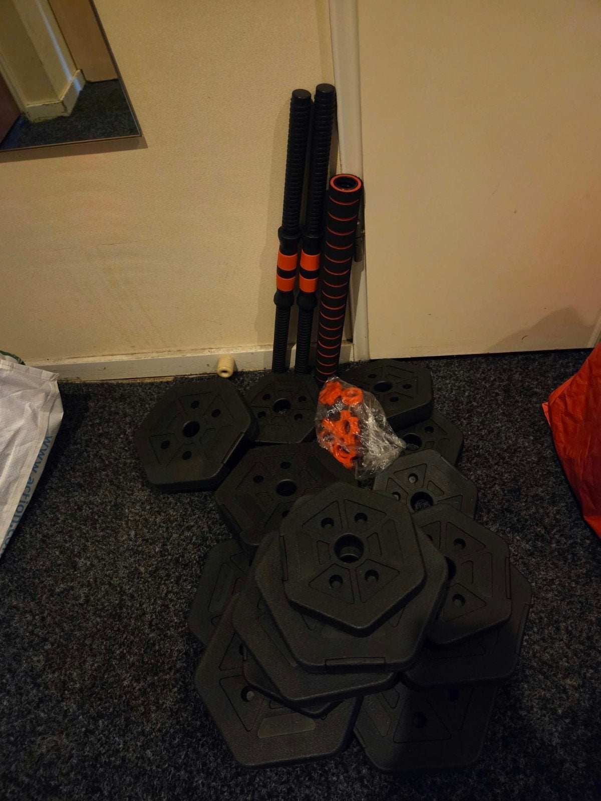 Halterset 30 kg met dumbbells en halterstang, Sport en Fitness, Fitnessmaterialen, Ophalen, Halterset