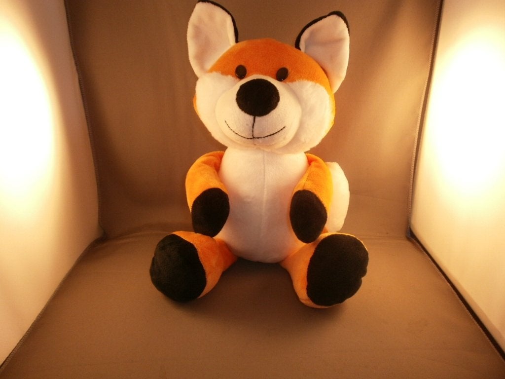 techno tape vos oranje wit zwart velours 37 cm korrels in, Ophalen of Verzenden, Middelgroot (20 tot 80 cm), Meerkleurig, Vos