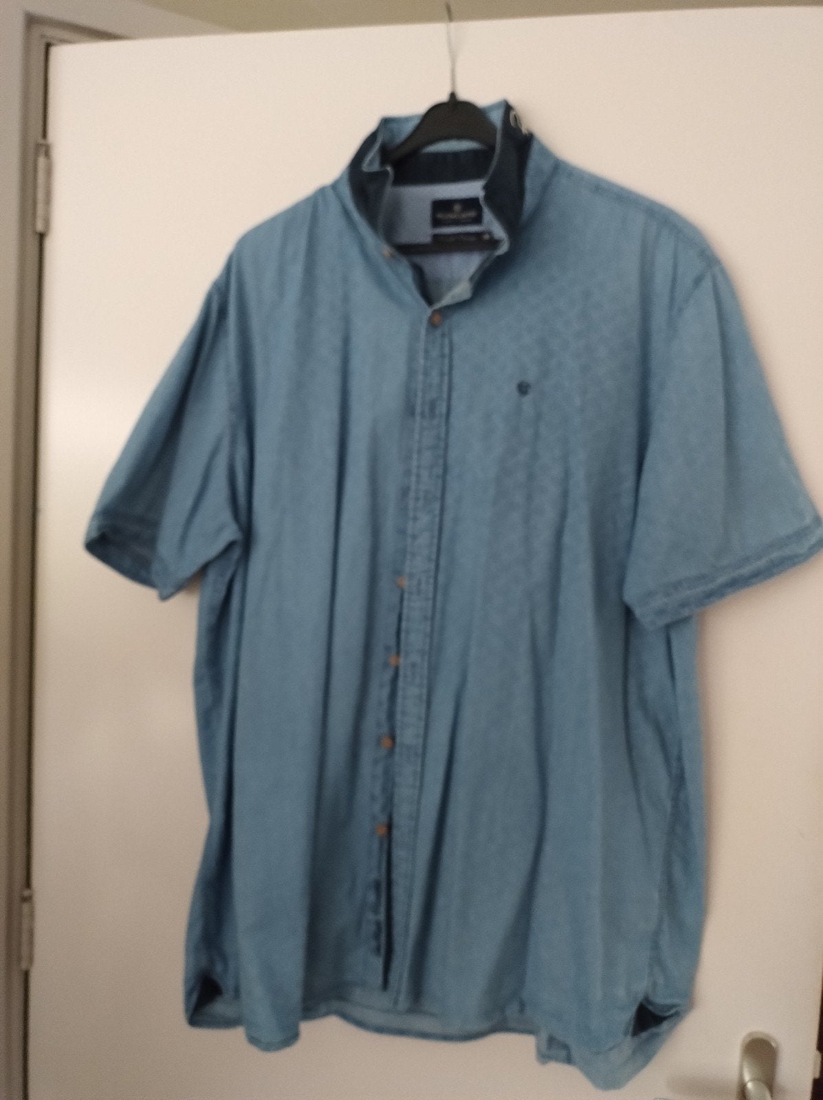 lichtblauw heren overhemd met korte mouw maat xxl, Blauw, Ophalen of Verzenden, Zo goed als nieuw, Overige halswijdtes