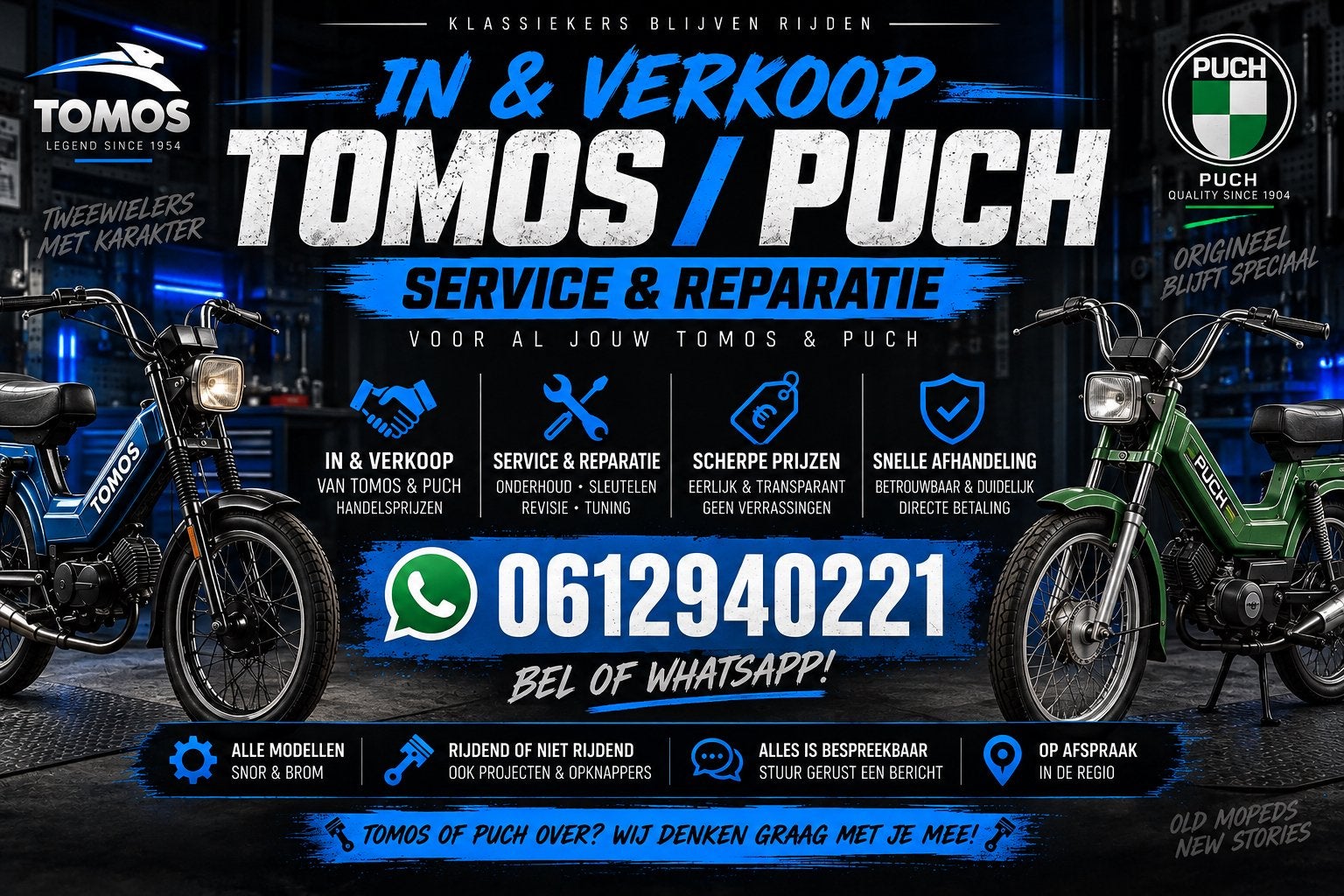 ️ Tomos & Puch – Inkoop, Verkoop, Service & Reparatie, Fietsen en Brommers, Ophalen, Overige modellen