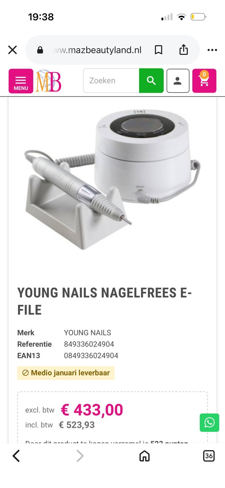 Youngnails nagelfrees E-file, Witgoed en Apparatuur, Persoonlijke-verzorgingsapparatuur, Ophalen of Verzenden, Zo goed als nieuw