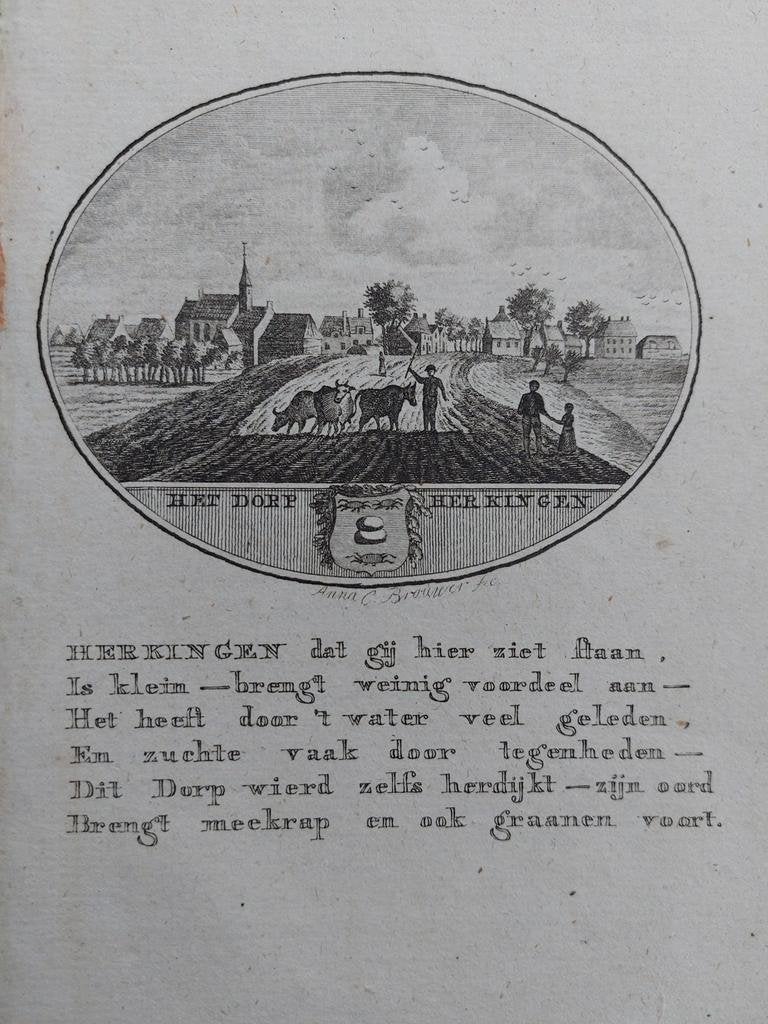 17 / Herkingen Dirksland Gravure 18e eeuw Ollefen en Bakker, Ophalen of Verzenden