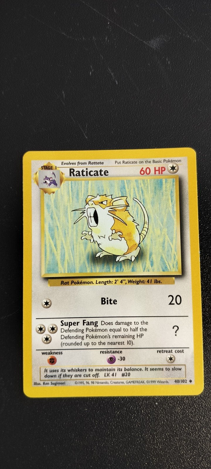 Base set Raticate, Ophalen of Verzenden, Zo goed als nieuw, Losse kaart