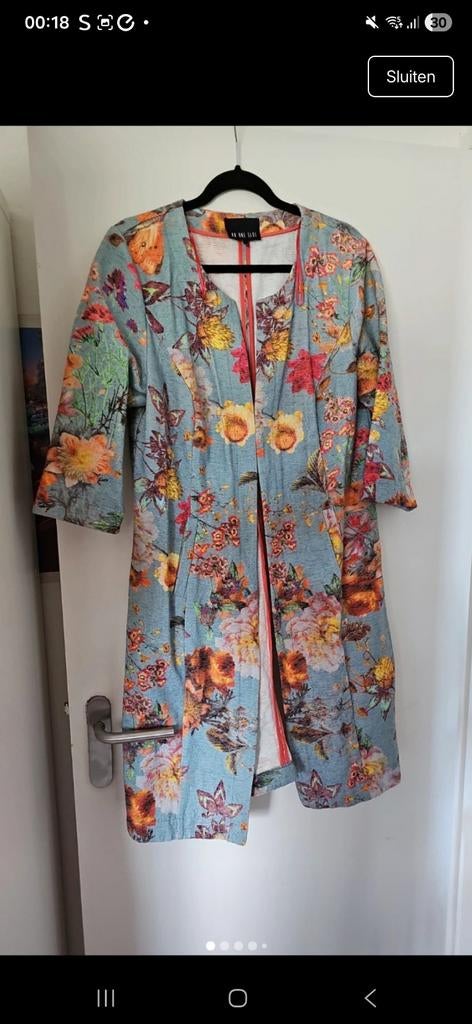 No One Else lange blazer bloemenprint - Maat 42, Kleding | Dames, Jassen | Zomer, Blauw, Maat 42/44 (L), Ophalen of Verzenden