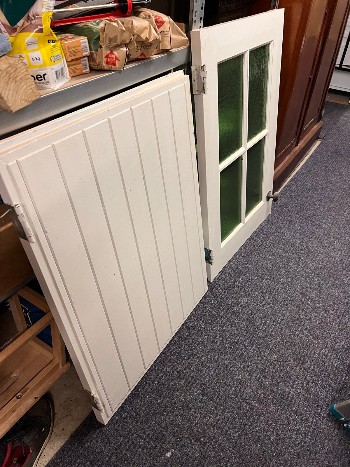 Deur uit twee delen - Paneeldeur met glas, Doe-het-zelf en Verbouw, Ophalen, Gebruikt, Minder dan 80 cm, Binnendeur
