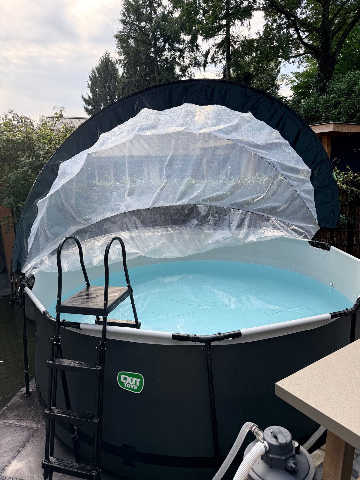 EXIT Toys Opzetzwembad met overkapping en zandfilterpomp, Tuin en Terras, 200 tot 300 cm, 80 tot 120 cm, Rond, Ophalen of Verzenden
