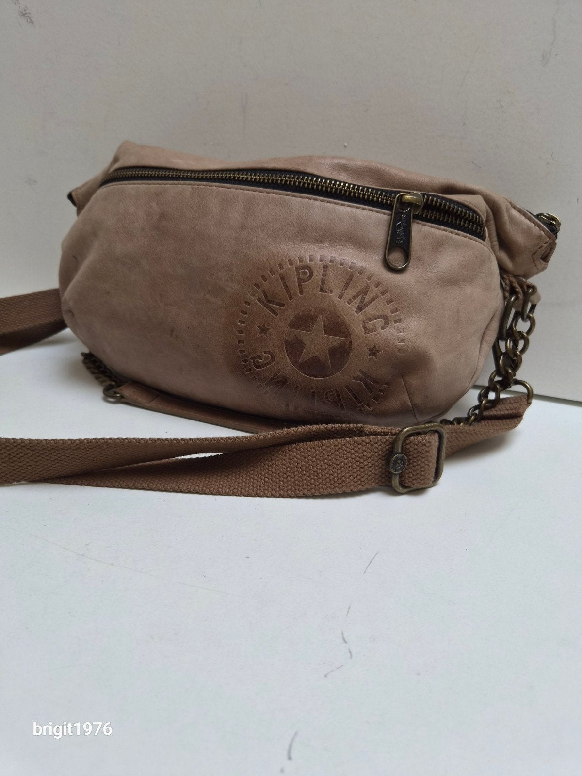 Kipling leren tas met korte en lange band, Ophalen of Verzenden, Gebruikt, Bruin, Schoudertasje