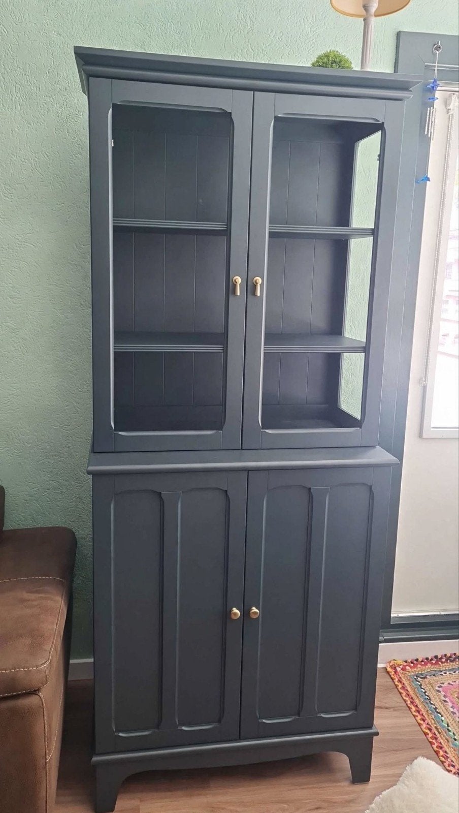 2x IKEA LOMMARP vitrinekast 86x199cm donker blauwgroen, Ophalen, 50 tot 100 cm, Zo goed als nieuw, Ikea LOMMARP
