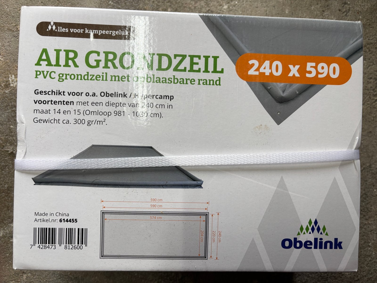 Obelink Air Grondzeil PVC 240x590 met opblaasbare rand, Caravans en Kamperen, Ophalen of Verzenden, Nieuw