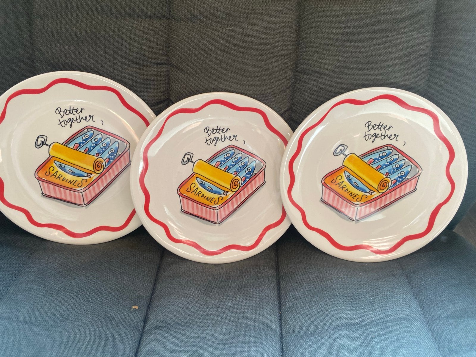 Blond Amsterdam Sardines Borden - Set van 3, Huis en Inrichting, Keramiek, Ophalen of Verzenden, Zo goed als nieuw, Bord(en)