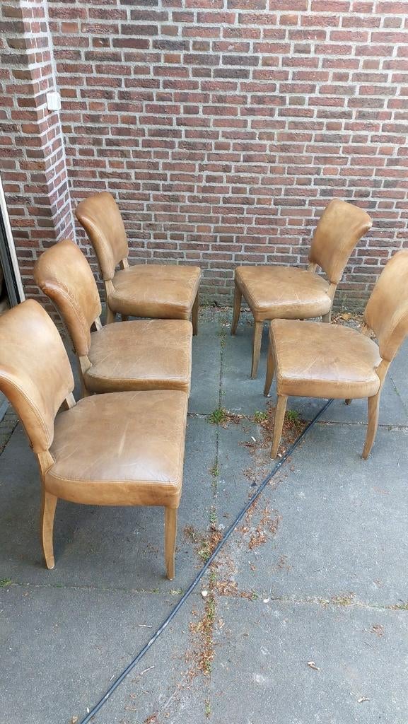 5 eettafel stoelen, Ophalen, Gebruikt, Bruin, Klassiek