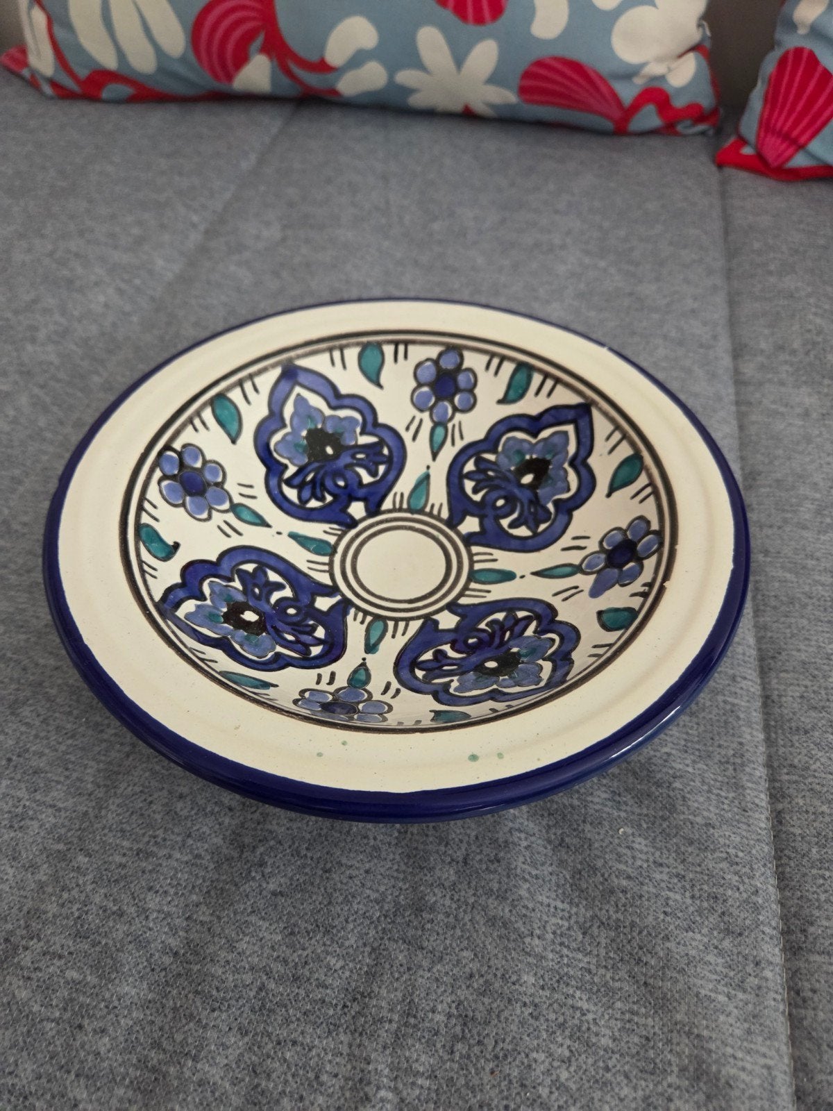Decoratieve schaal met blauw bloemmotief, 23 cm, Ophalen of Verzenden