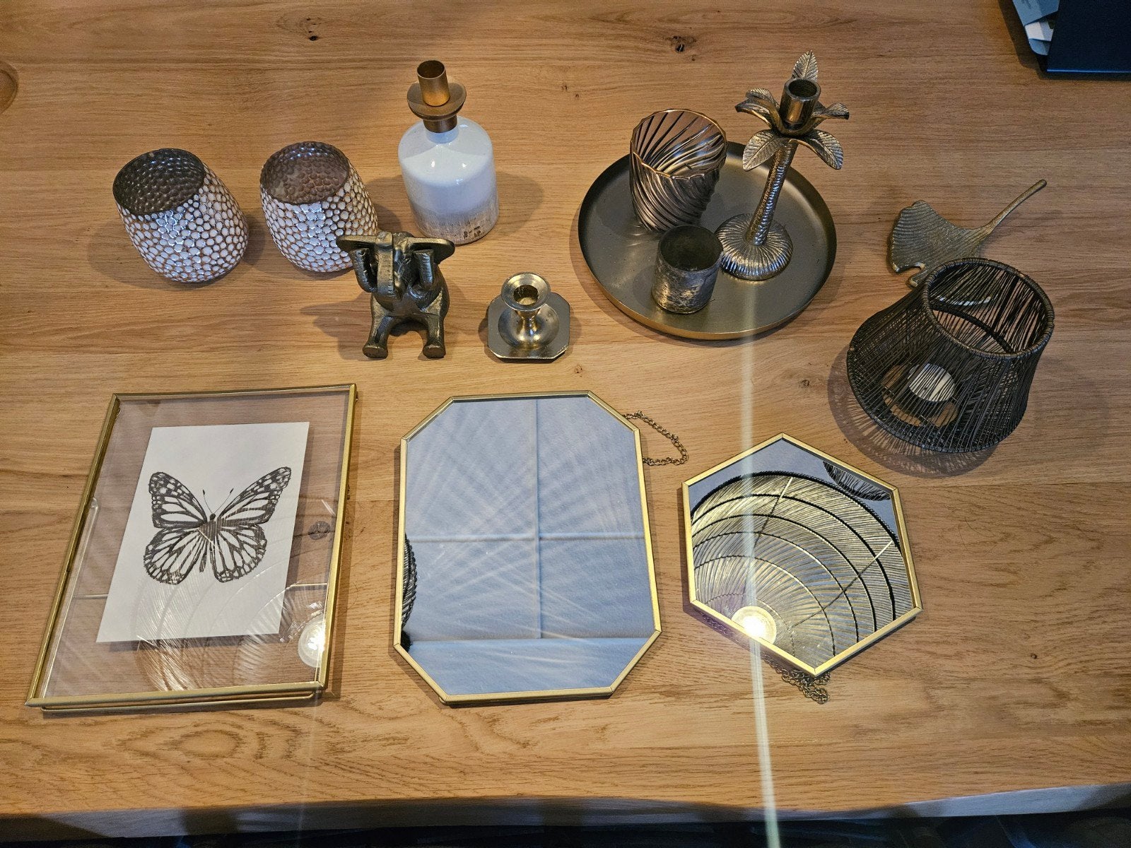 Diverse decoratie: spiegels, kandelaars, fotolijst, Huis en Inrichting, Ophalen, Gebruikt, Meerkleurig, Metaal