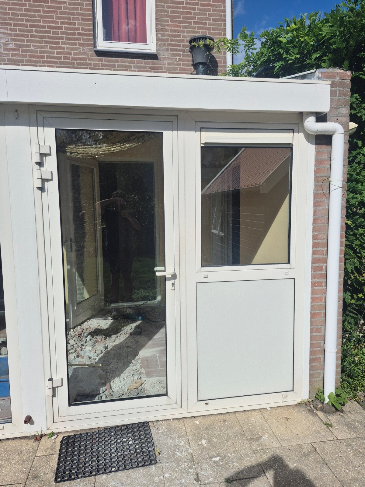 Aluminium kozijn met deur en raam, Doe-het-zelf en Verbouw, Ophalen, Aluminium, 75 tot 150 cm, Deurkozijn