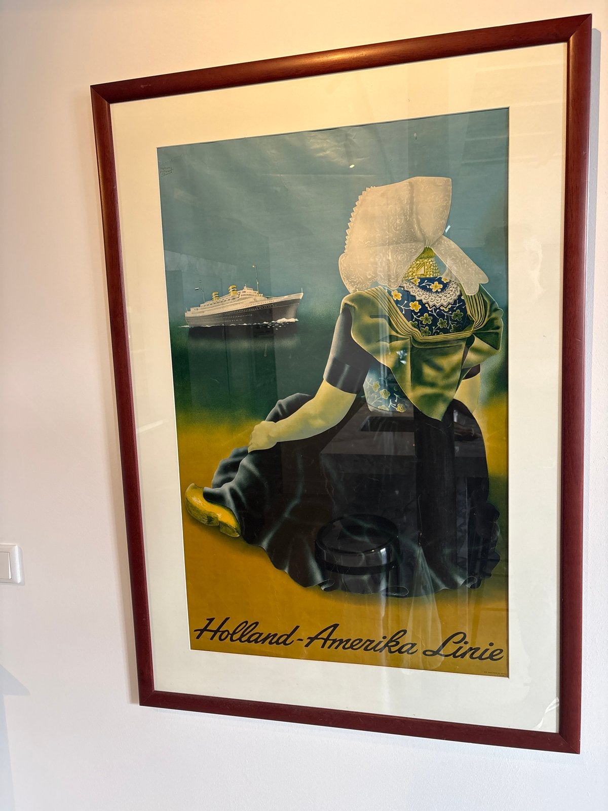 Vintage Holland-Amerika Lijn Poster - Alphons Dullart '49, Antiek en Kunst, Ophalen of Verzenden