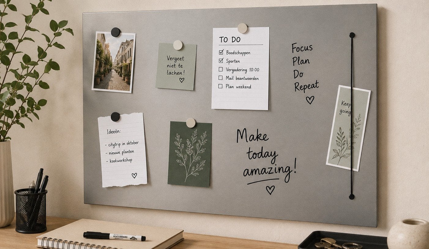 Magneetbord RVS-look / whiteboard, Ophalen of Verzenden, Zo goed als nieuw, Magneetbord