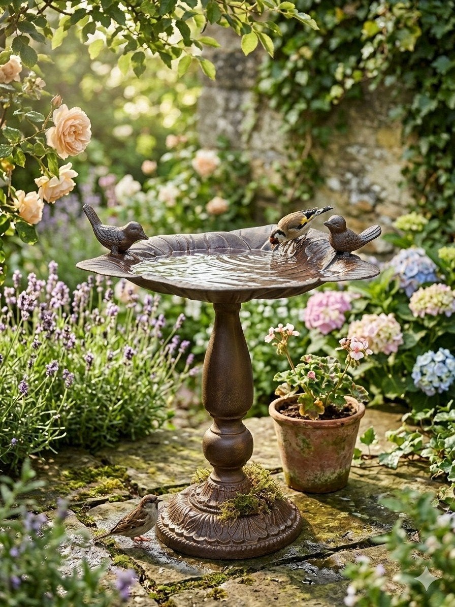 Antiekbruin IJzeren Vogelbad met Vogeltjes - H.28x27cm, Helene Livingstyle, Helene, 7531TJ, Nieuw