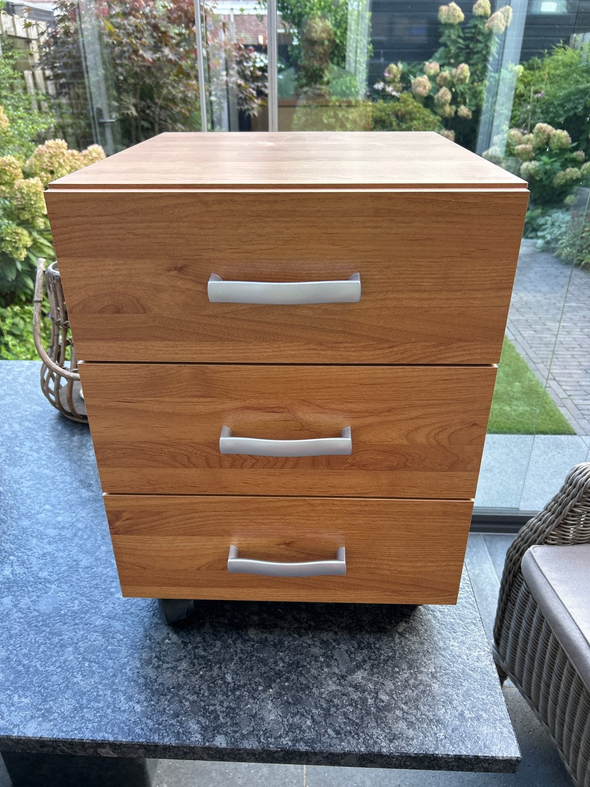Houten ladeblok op wielen met 3 laden, Ophalen, Minder dan 50 cm, Gebruikt, 3 of 4 laden