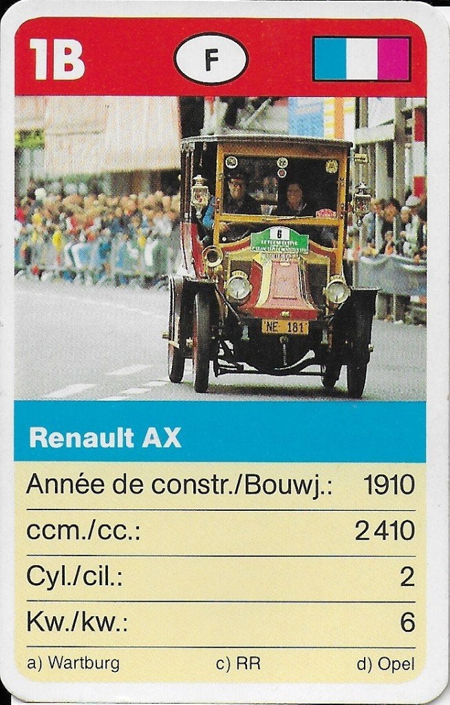 Kw4526 autokaartje 1b renault ax, Ophalen of Verzenden, Zo goed als nieuw, Auto's