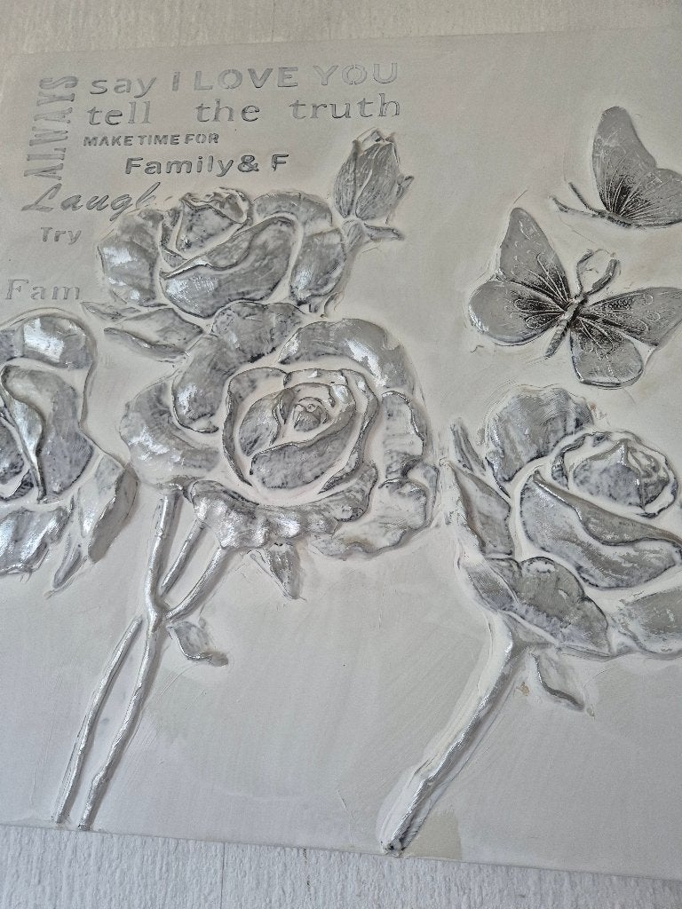 Schilderij rozen zilver 58 x 58, *, 50 – 75, *, Ophalen of Verzenden