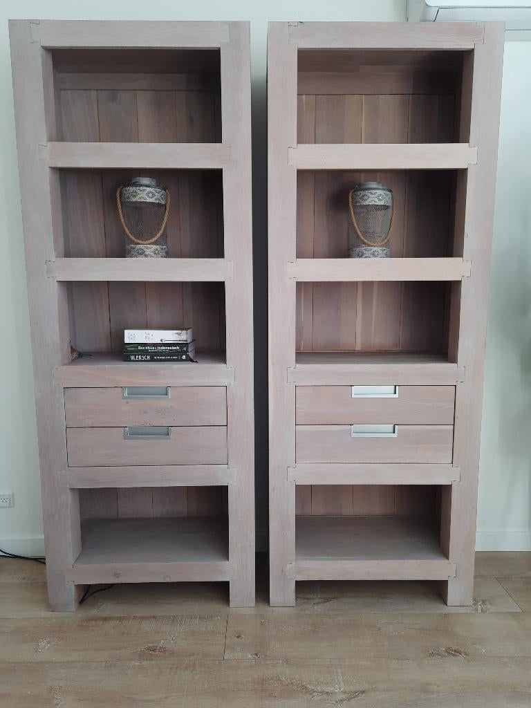 Robuuste Pure Wood ‘Milford’ Boekenkasten – Set van 2, Ophalen, Met plank(en), 200 cm of meer, Eikenhout