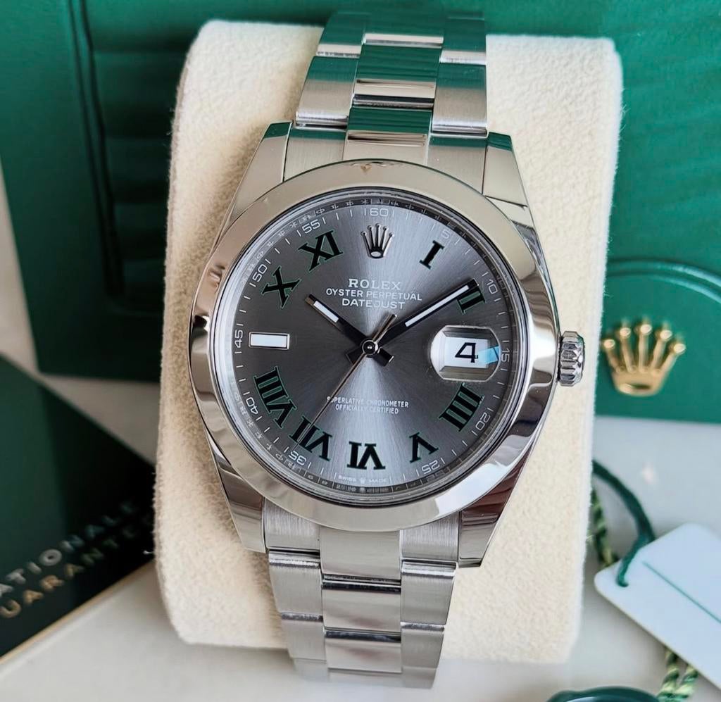 Rolex Datejust 41 "Wimbledon" fullset, Ophalen of Verzenden, Conditie, Zo goed als nieuw, IOS