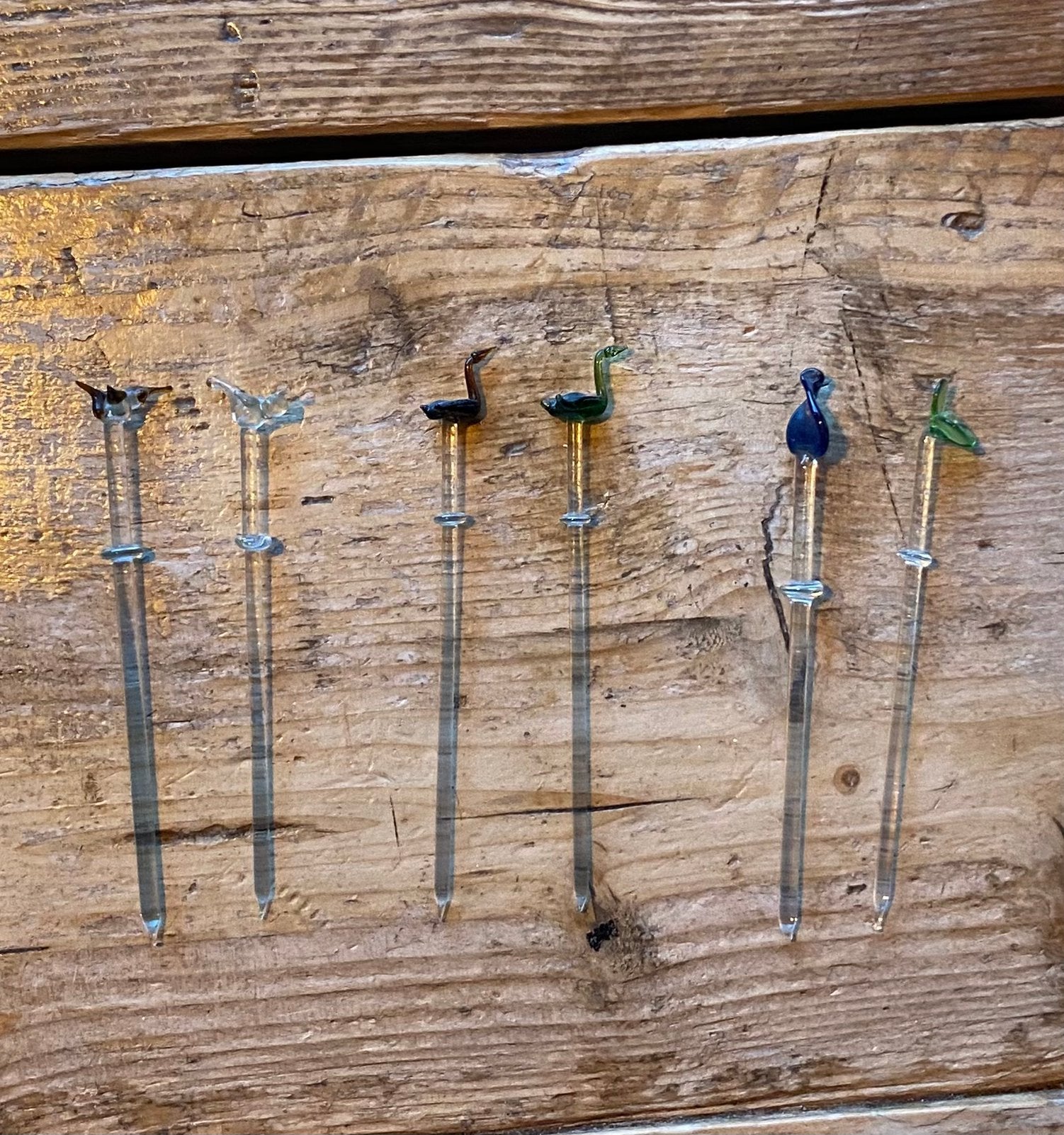 Glazen cocktailprikkers, Huis en Inrichting, Ophalen of Verzenden, Zo goed als nieuw, Glas, Minder dan 100 cm