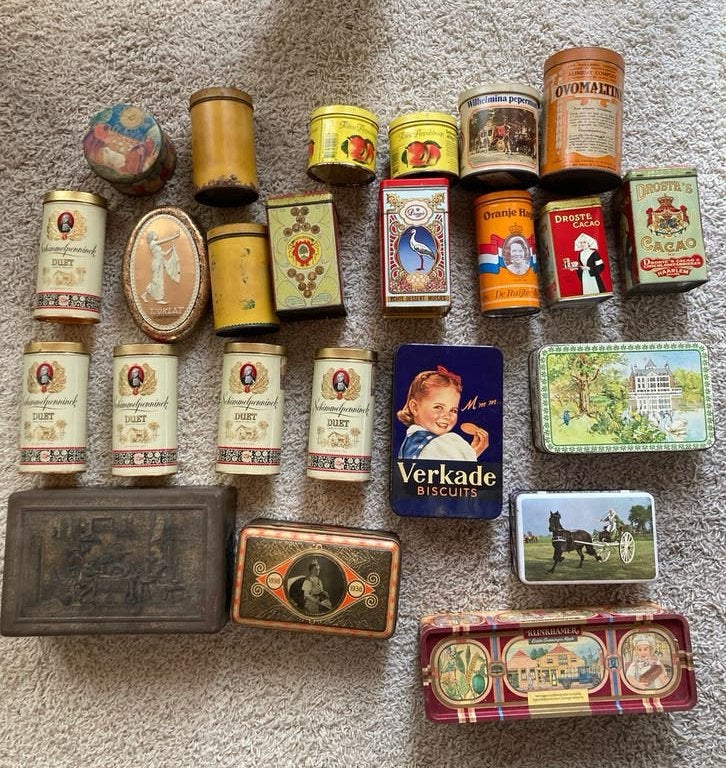 Verzameling blikken , vintage jaren ’50-‘70, Verzamelen, Ophalen, Gebruikt, Overige