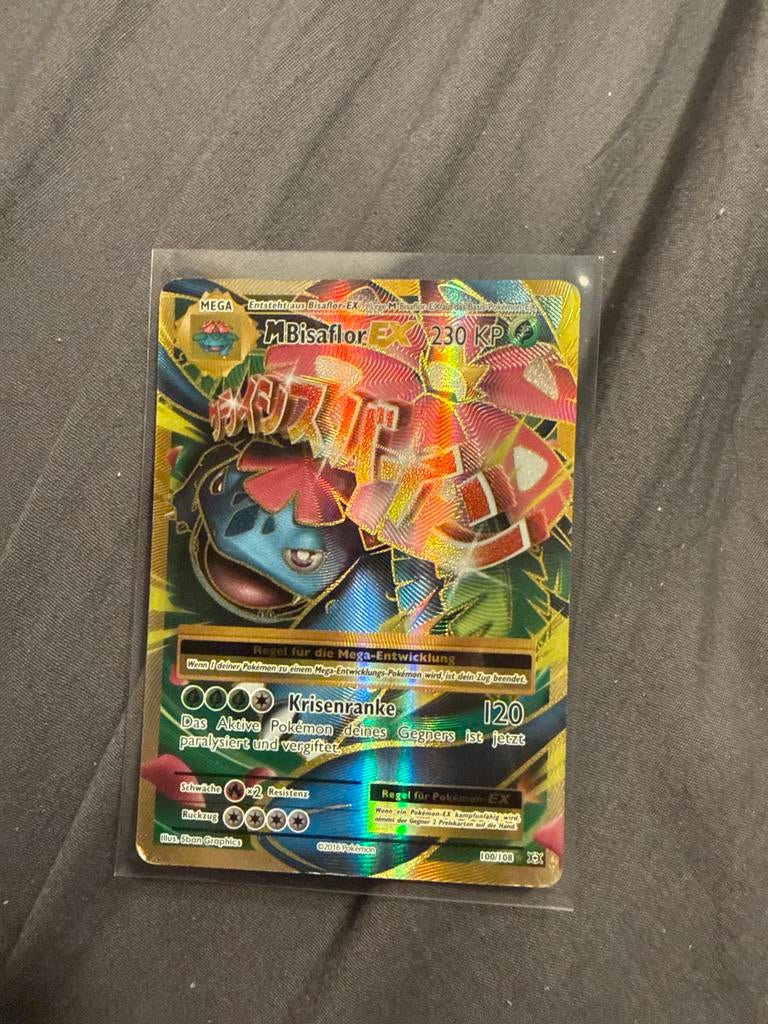 Mega Venusaur EX 100/108 Duitse Pokémon kaart, Ophalen of Verzenden, Gebruikt, Losse kaart, Foil