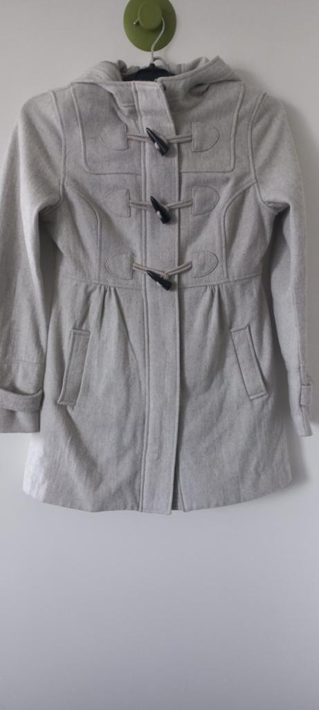 Grijze H&M dufflecoat / jas met wol, maat 36, Ophalen of Verzenden