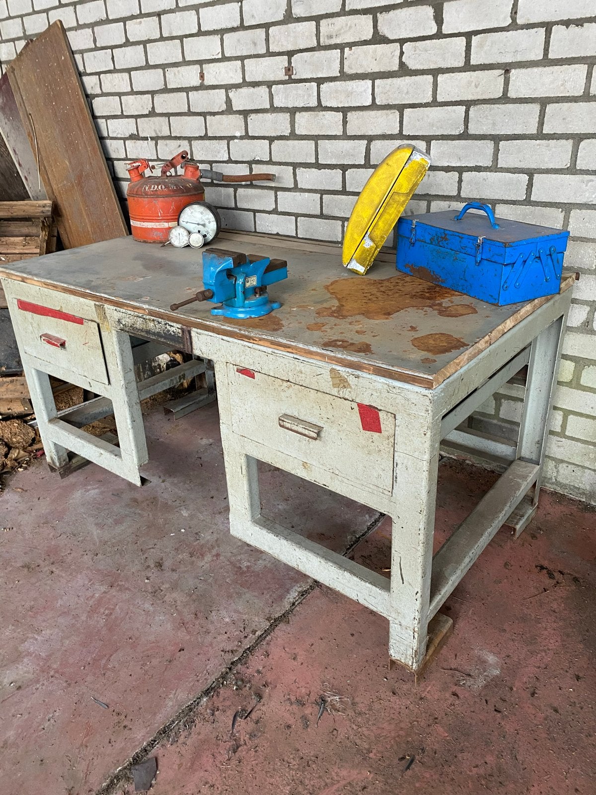 Robuuste werkbank met lades 161cm breed, Doe-het-zelf en Verbouw, Ophalen, Gebruikt, 120 tot 170 cm