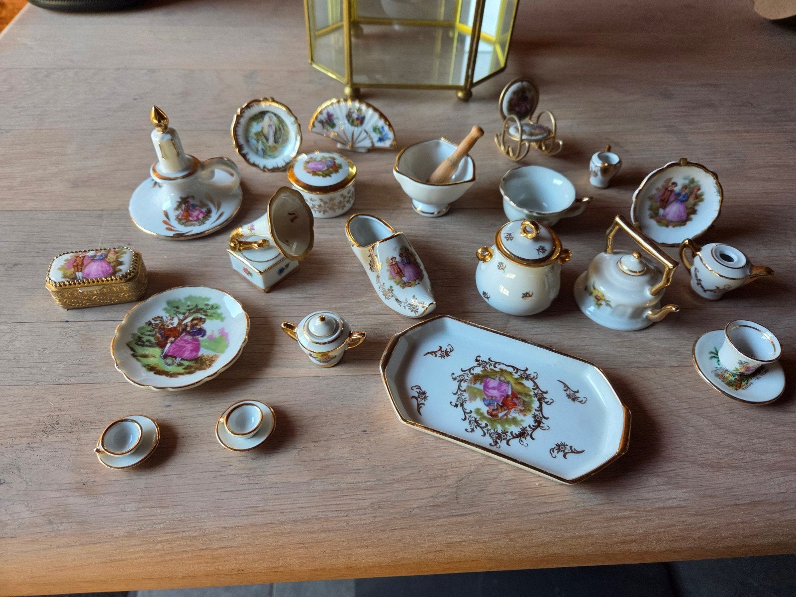 Prachtige set Limoges miniaturen – Porcelaine Artistique F.M, Antiek en Kunst, Ophalen of Verzenden