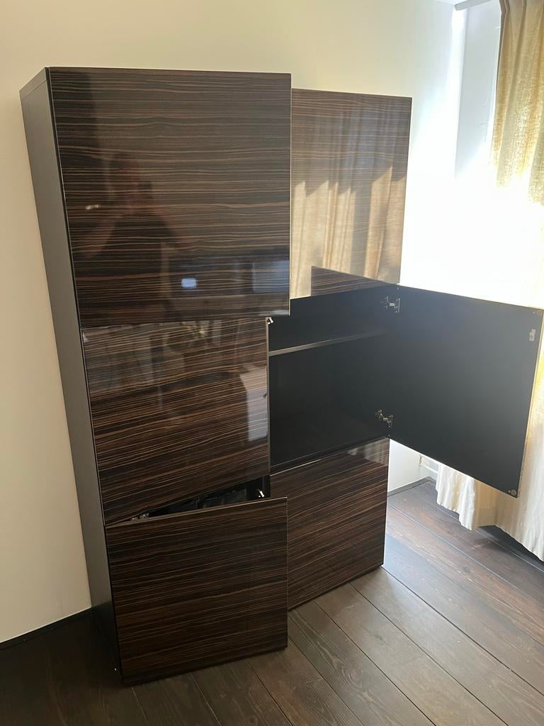 Moderne Ikea kledingkast/opbergkast met donkere houtnerf, Ophalen, Gebruikt, 50 tot 100 cm, 150 tot 200 cm