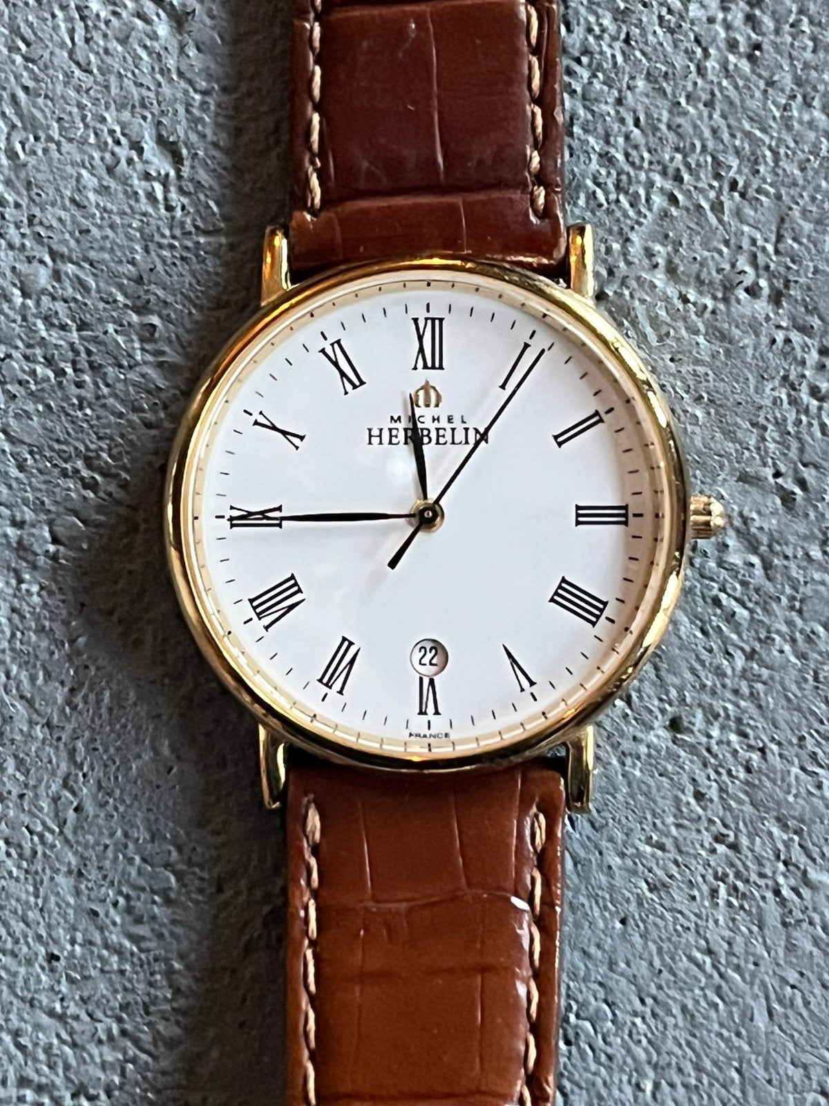 Michel Herbelin heren pols horloge verguld gold plated goud, Verguld, 1960 of later, Goud, Ophalen