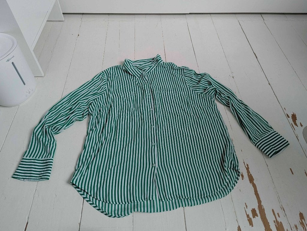 Groen gestreepte blouse van Hema, Maat 46/48 (XL) of groter, Ophalen of Verzenden, Zo goed als nieuw, Hema