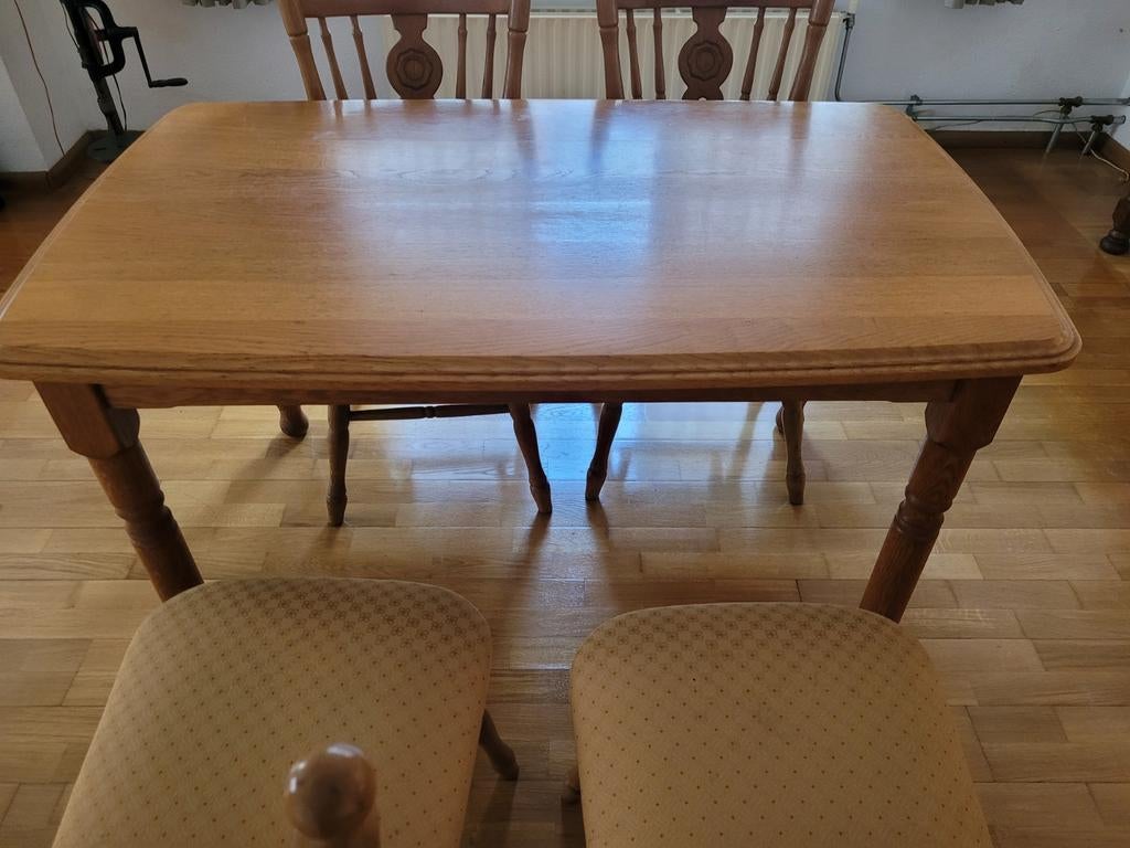 Nette eiken tafel met 4 stoelen, Huis en Inrichting, Tafels | Eettafels, Ophalen, Rechthoekig, 100 tot 150 cm, 50 tot 100 cm