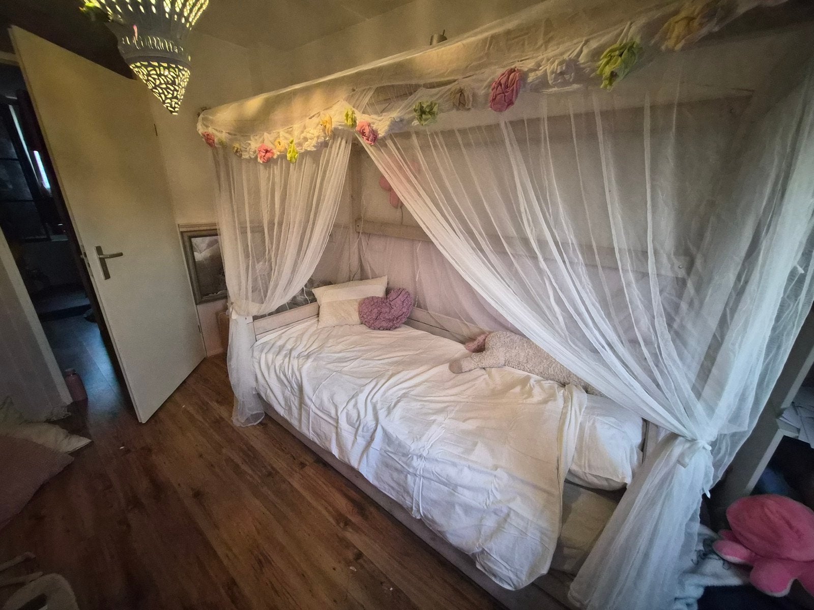 Lifetime Kidsroom eenpersoonsbed 90x200 met klamboe en lade, Gebruikt, 90 cm, Eenpersoons, Ophalen of Verzenden