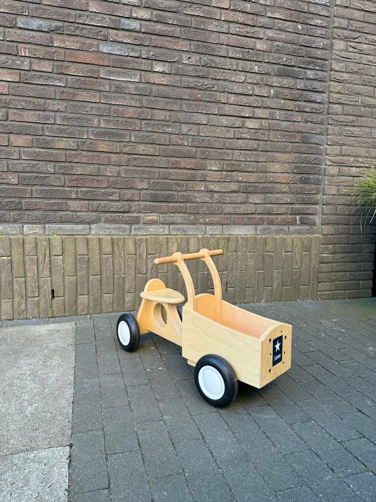 Houten loop(bak)fiets, Kinderen en Baby's, Speelgoed | Buiten | Skelters, Ophalen, Zo goed als nieuw, Overige merken