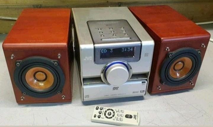 Jvc stereo set cd dvd ex-d1 + woodcone speakers + remote, Ophalen of Verzenden, Speakers, JVC