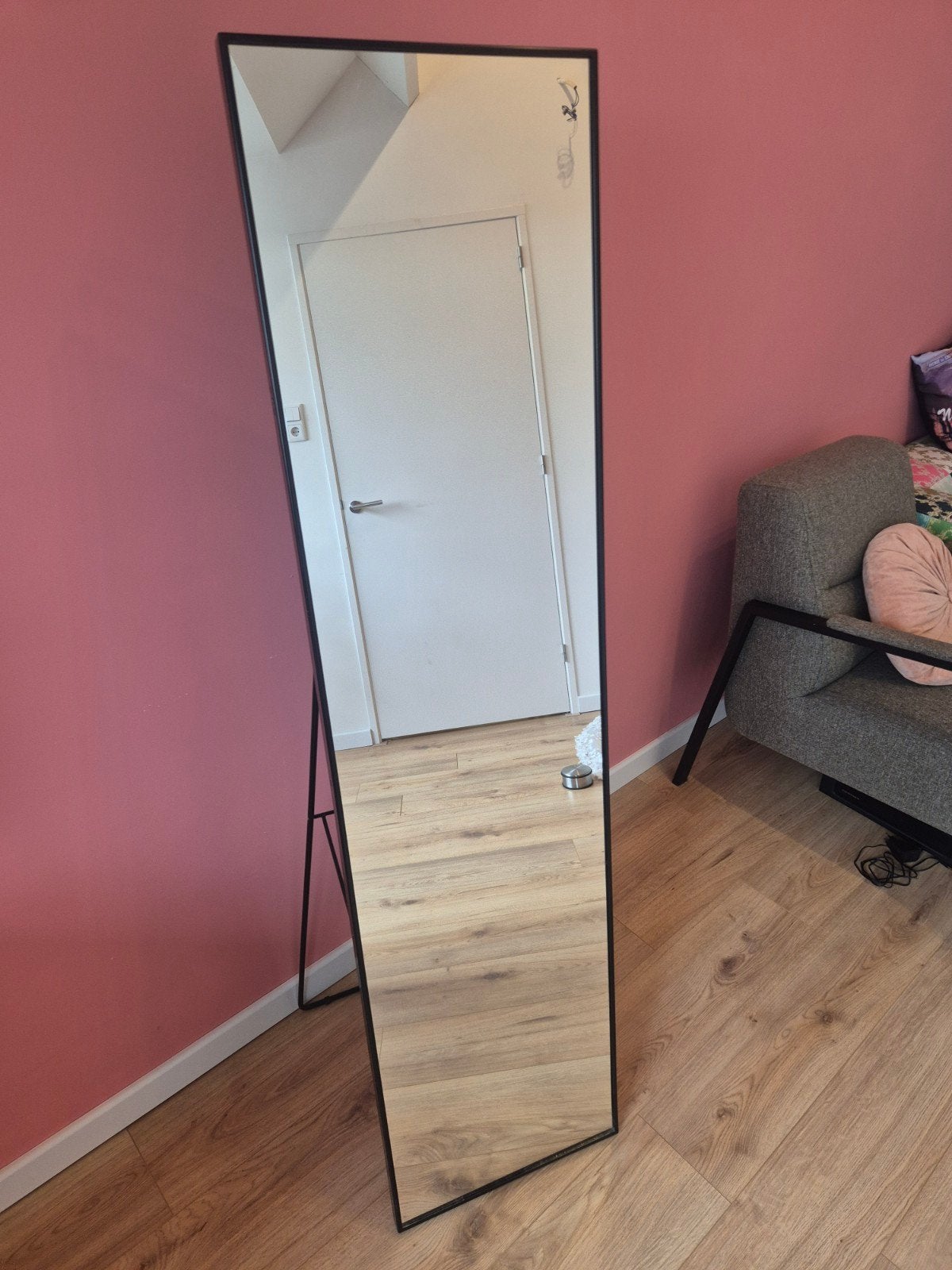 Spiegel zwart, Ophalen, Minder dan 50 cm, Zo goed als nieuw, 150 tot 200 cm