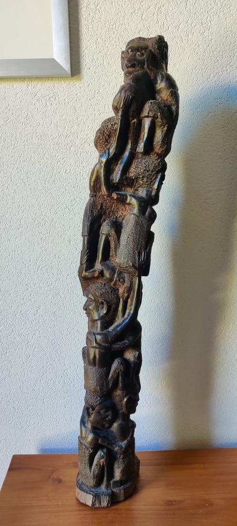 80  cm  Afrikaans ebbenhouten levensboom MAKONDE Tanzania, Antiek en Kunst, Kunst | Beelden en Houtsnijwerken, Ophalen