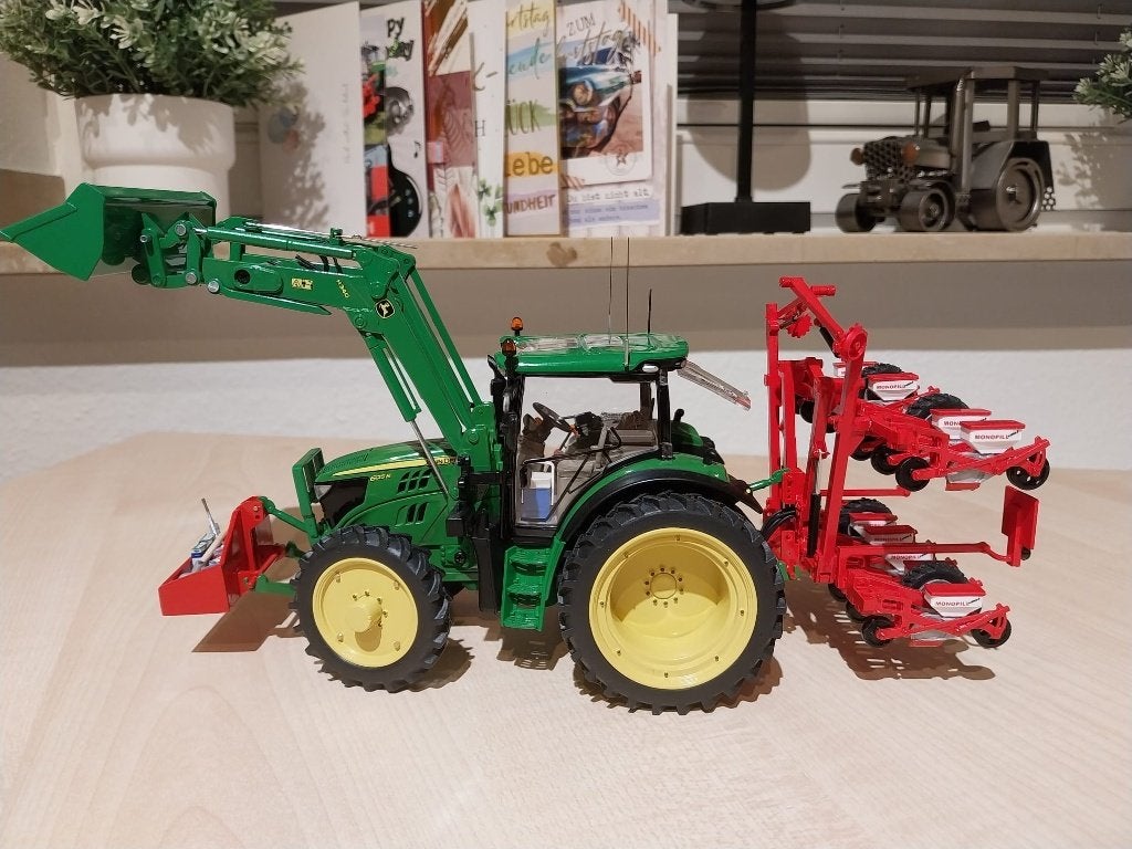 John Deere 6125R verbouwd - Bietenzaaier en Gilles Bak 1:32, Ophalen, Nieuw, Tractor of Landbouw, Overige merken