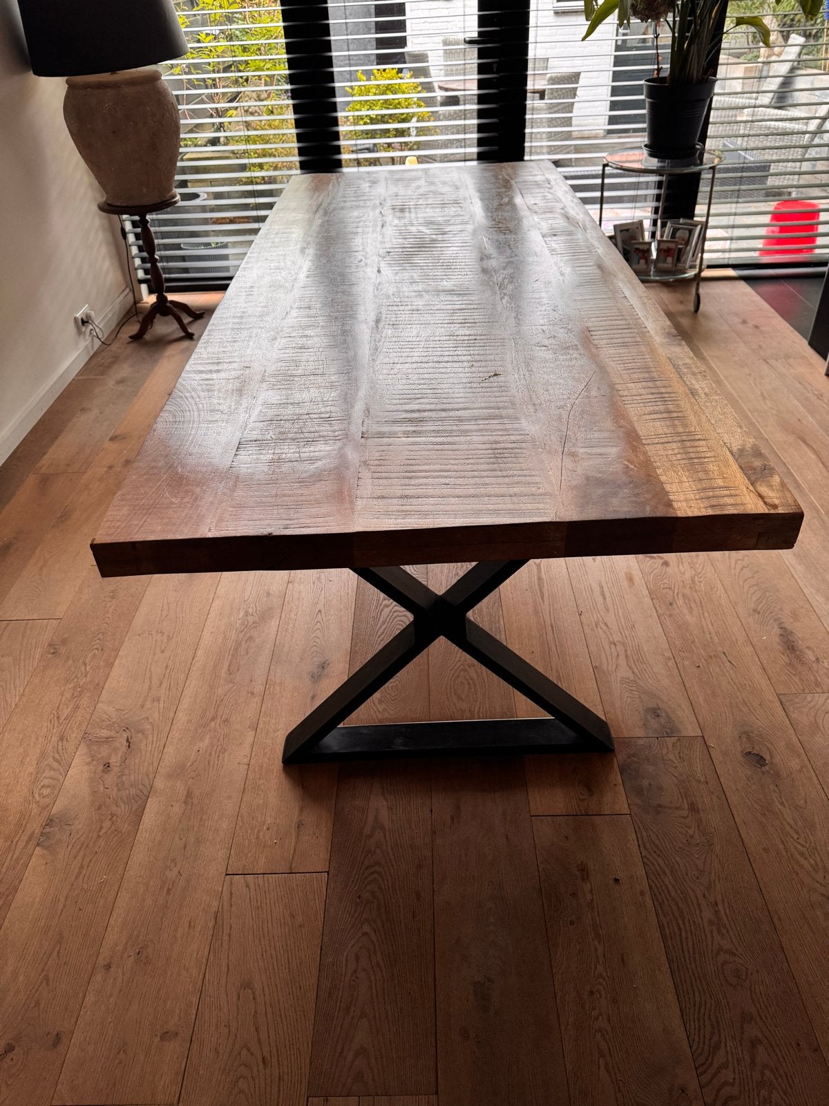 Mango Houten Eettafel 90x220 cm, Huis en Inrichting, Tafels | Eettafels, Ophalen, Gebruikt, 200 cm of meer, 50 tot 100 cm